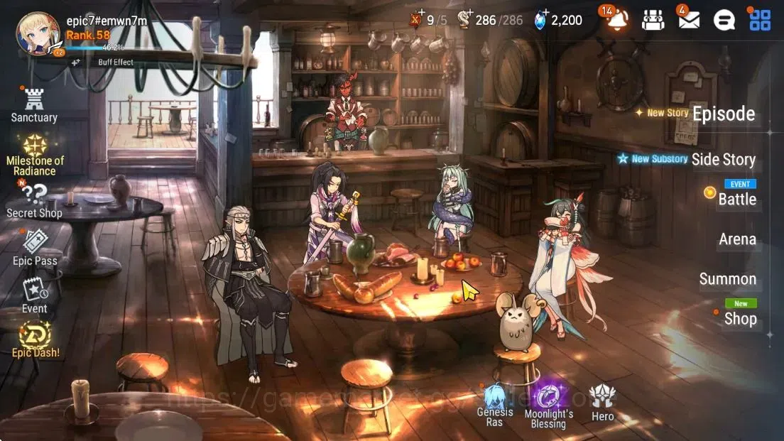 Epic Seven Accounts High-End Global|New ERA|9ML(Monarch Iseria, BArunka, NM Luna, RRoana, DK Sharun)|PoH+Bless+Theater ON|SS 7