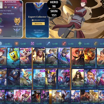 Mobile Legends: Bang Bang Accounts Smurf BEST OFFER | HERO 96 | SKIN 151 | GAARA VALE | SPONGEBOB CYCLOPS | MARVELOUS