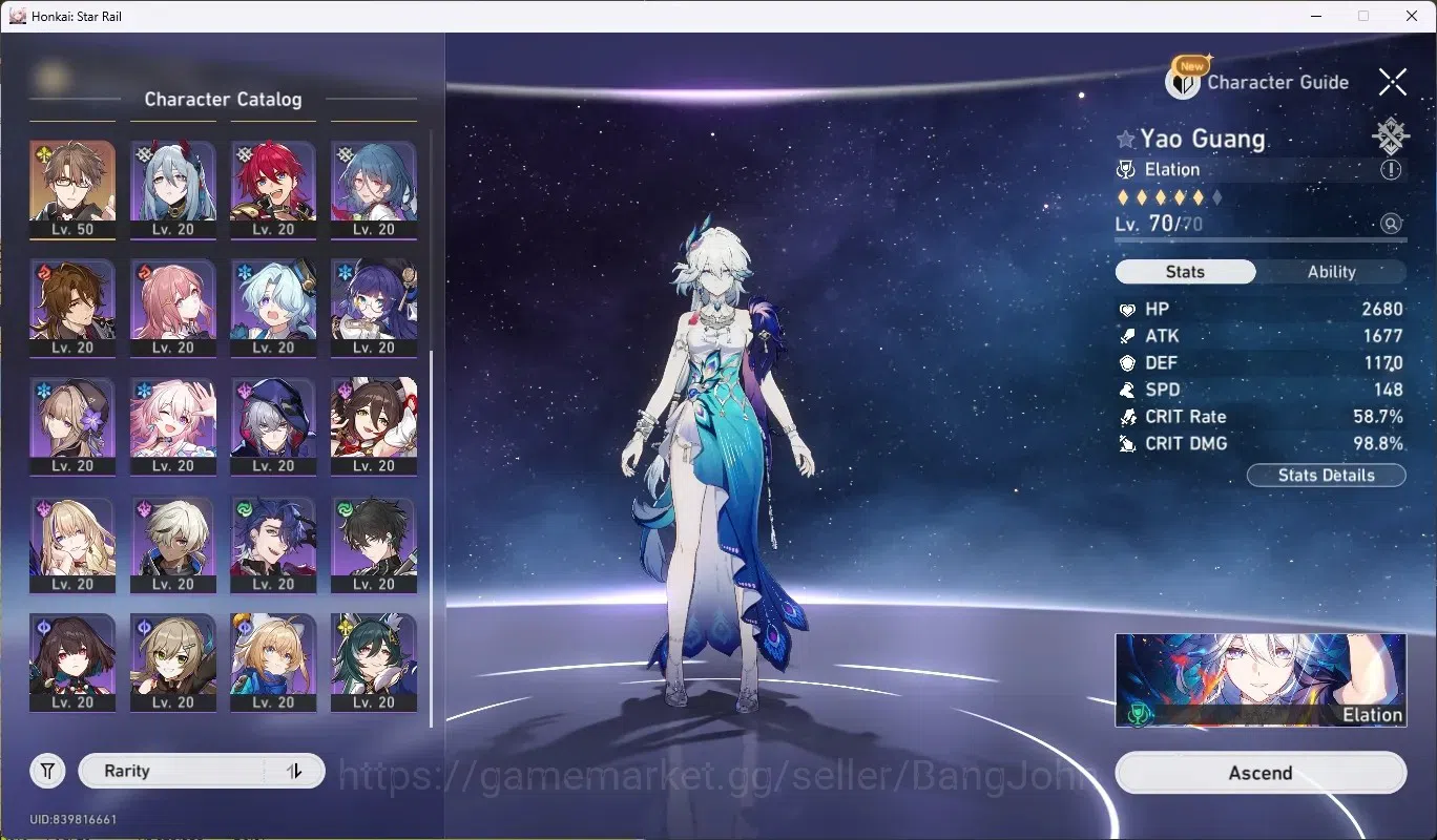 Honkai Star Rail Accounts Mid Game ASIA|TL 57|10 Char Limited [Yao 3