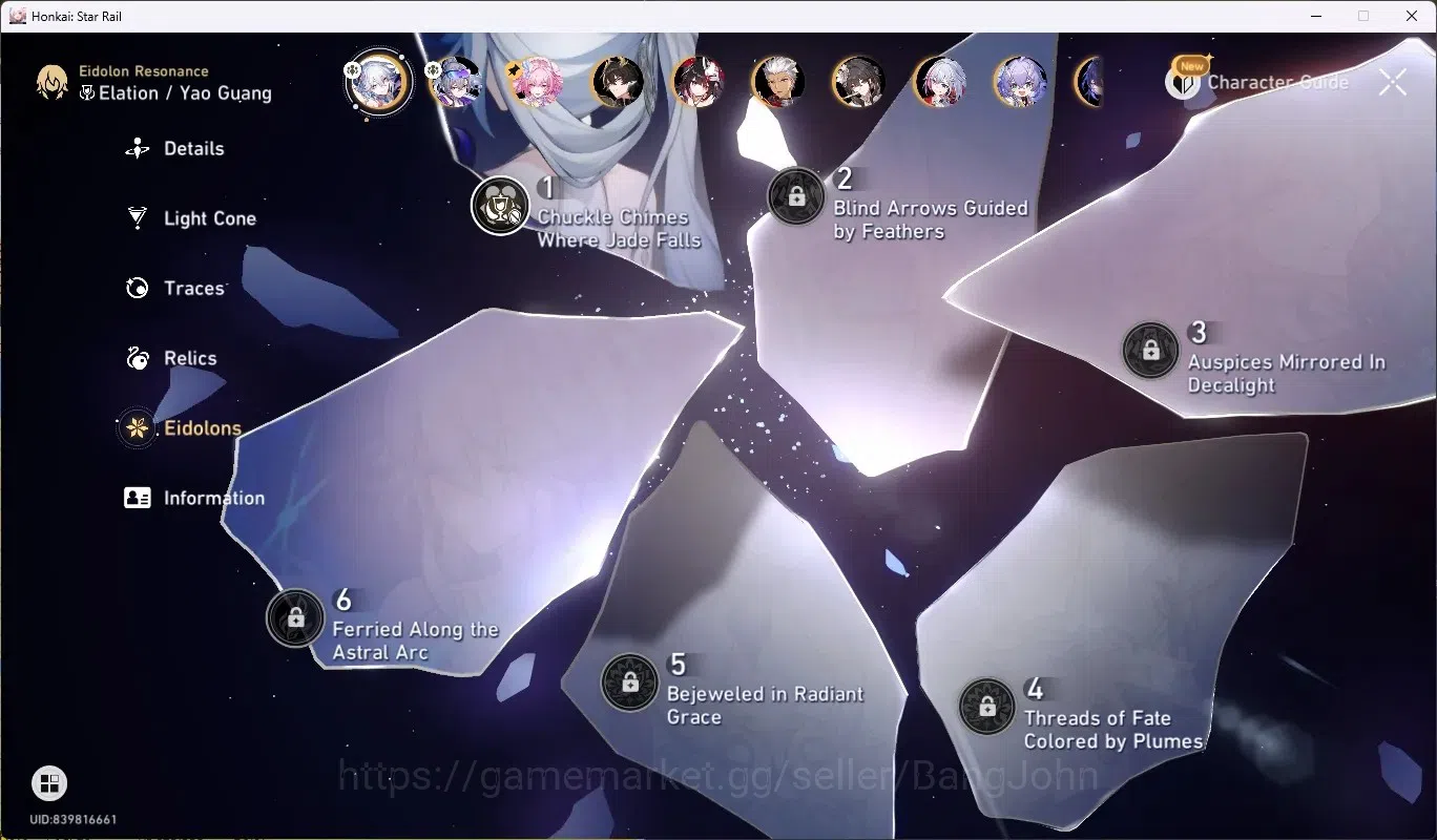 Honkai Star Rail Accounts Mid Game ASIA|TL 57|10 Char Limited [Yao 6