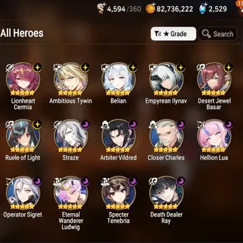 Epic Seven Accounts Collaboration Hero EU Verif|14 ML(Empyrean Ilynav,Ruele,Arbiter,Etc)+Full Collab Guilty,AI,Re:Zero,Time