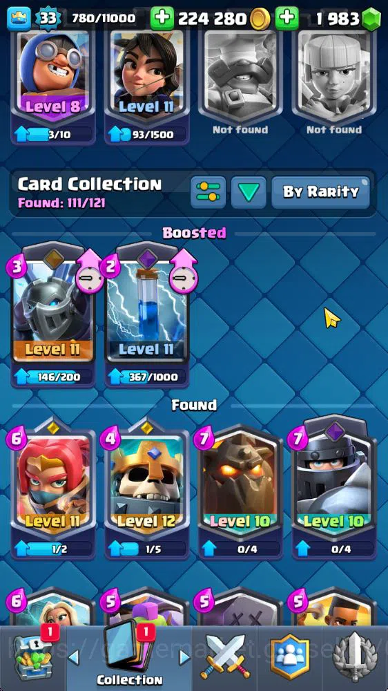 Clash Royale Accounts Midgame Lvl 33|Trophy 6006|1983 Gems|KTL 11|Limited Skin|Card 111|9 EVO 2 Champ 17 Legendary 33 Epic 13