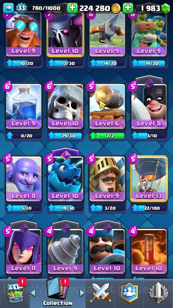 Clash Royale Accounts Midgame Lvl 33|Trophy 6006|1983 Gems|KTL 11|Limited Skin|Card 111|9 EVO 2 Champ 17 Legendary 33 Epic 15