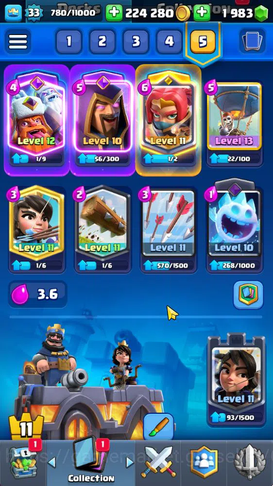 Clash Royale Accounts Midgame Lvl 33|Trophy 6006|1983 Gems|KTL 11|Limited Skin|Card 111|9 EVO 2 Champ 17 Legendary 33 Epic 4