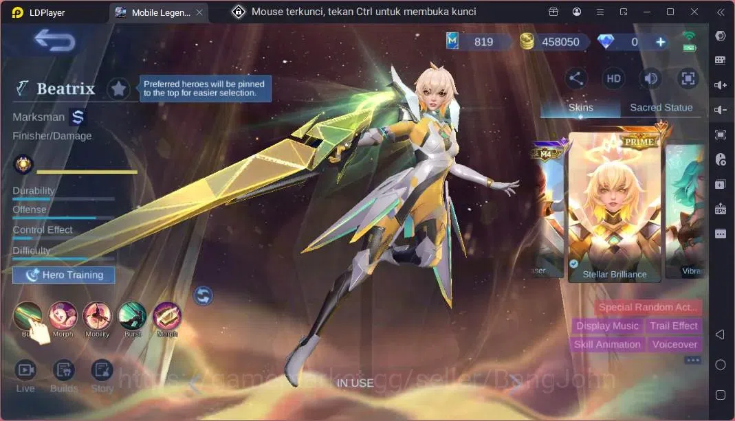 Mobile Legends: Bang Bang Accounts Global |Hero 118|Skin 292|Renowned|Prime Beatrix|K image 18