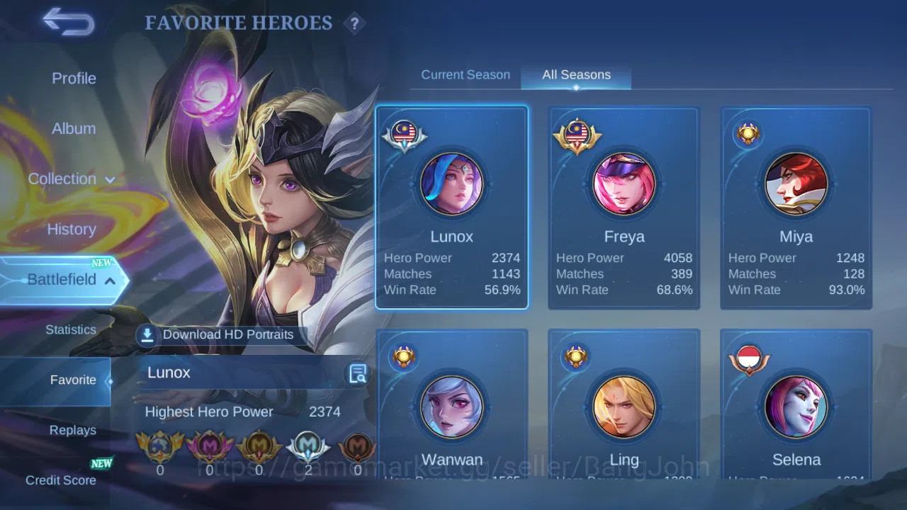 Mobile Legends: Bang Bang Accounts Hero 78 | Skin 133 | GLORY | Legend Freya | Zodiac image 3