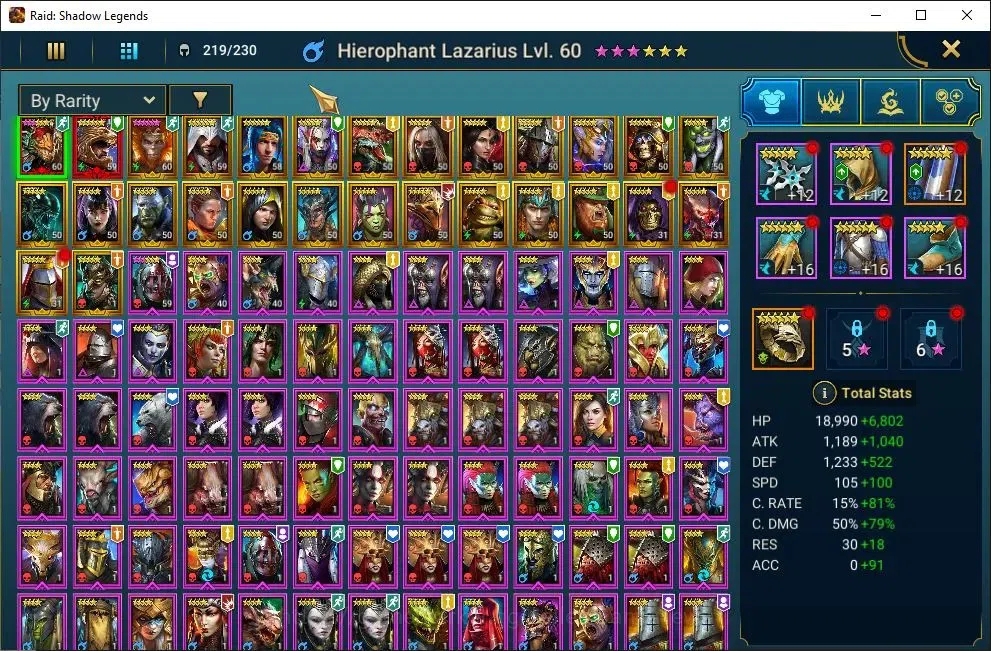 Raid: Shadow Legends Accounts Mid-Game Lv42 1,2M Power|2 Mythic(Lazarius,Androc)|26 3