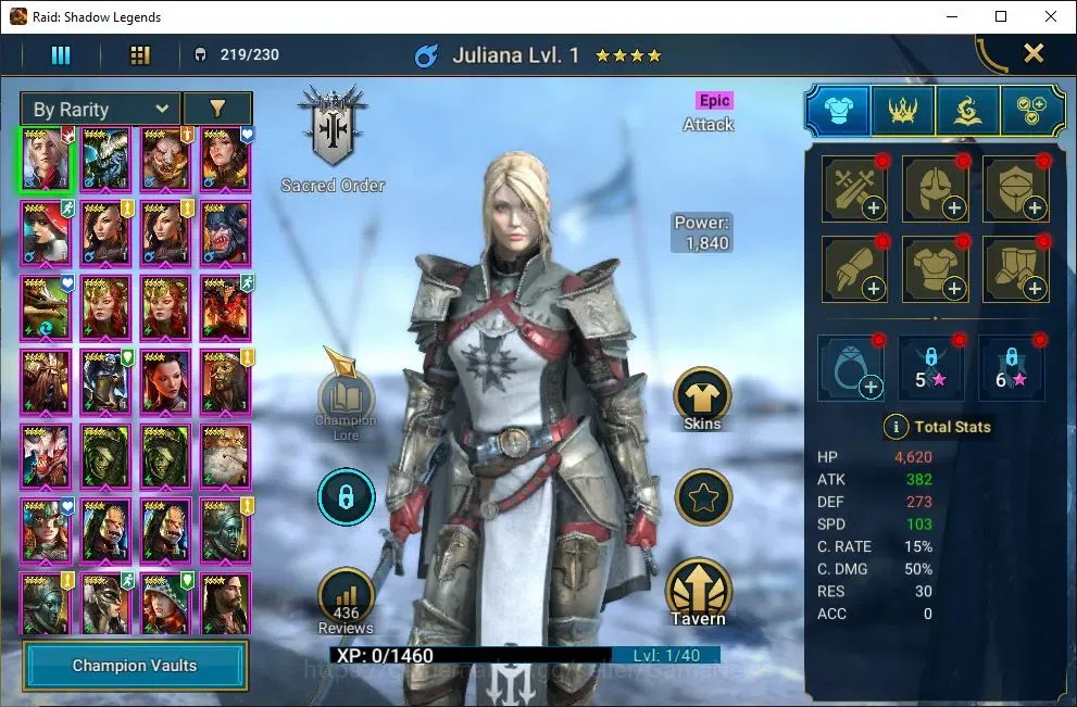 Raid: Shadow Legends Accounts Mid-Game Lv42 1,2M Power|2 Mythic(Lazarius,Androc)|26 8