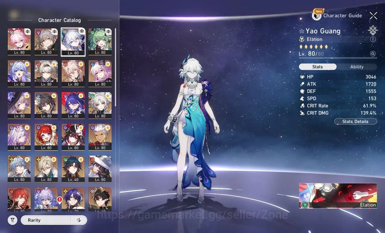 Honkai Star Rail Accounts Others ASIA|TL70|22 Premium L80: Yao Guang, Acheron, Evanescia, Feixiao, Castorice, Sparkle, The 2