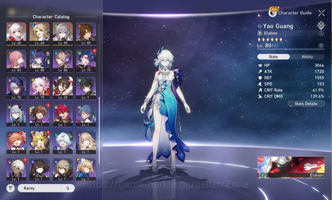 Honkai Star Rail Accounts Others ASIA|TL70|22 Premium L80: Yao Guang, Acheron, Evanescia, Feixiao, Castorice, Sparkle, The 3