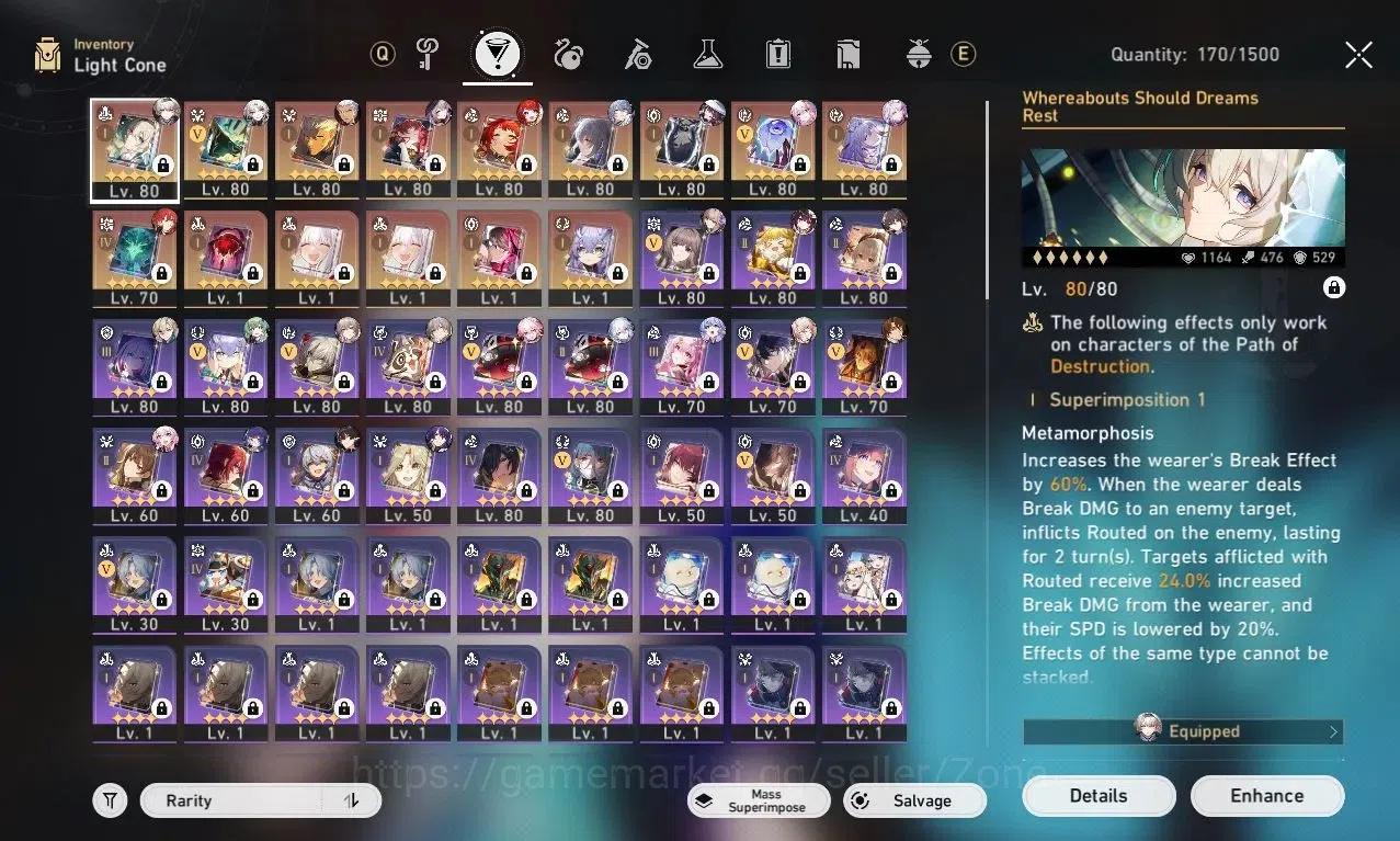 Honkai Star Rail Accounts Others ASIA|TL70|22 Premium L80: Yao Guang, Acheron, Evanescia, Feixiao, Castorice, Sparkle, The 7
