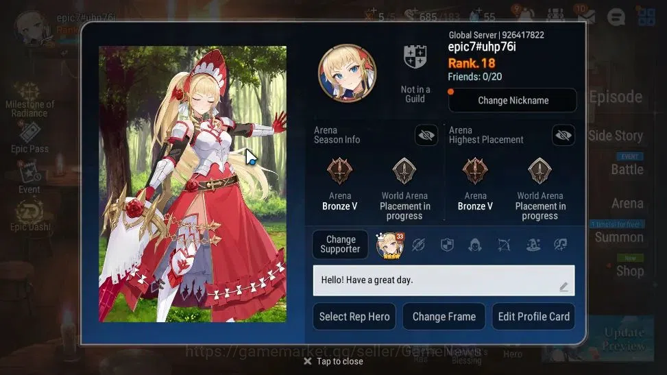 Epic Seven Accounts GLOBAL UnVerif|New Era|3 ML(Briar Witch Iseria,Str image 2