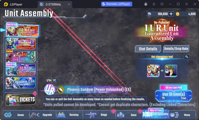 SD Gundam G Generation ETERNAL Accounts Global Rank 1 | FreshStory | 100+K Diamond, Selector Banner On, 8Gundam SSR+ 2Supp 3