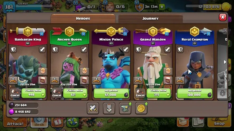 Clash of Clans Accounts LV 181|TH 14-BH 9|Limited Skin|BK 56,AQ 68,GW 37,M image 11