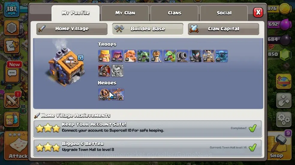 Clash of Clans Accounts LV 181|TH 14-BH 9|Limited Skin|BK 56,AQ 68,GW 37,M image 7