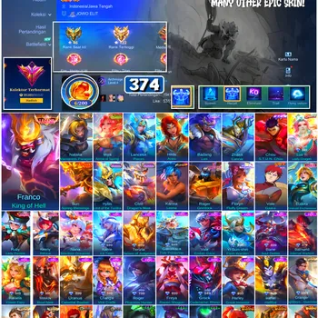 Mobile Legends: Bang Bang Accounts #4656 374 Skins | Franco King of Hell (LEGEND) | Floryn Fluffy Dream (SANRIO) | Karina