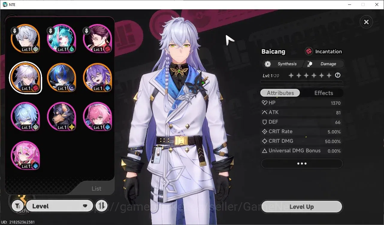 Neverness to Everness Accounts Global EU|HL 3| 3 SSR Baicang, Daffodill, Fadia |6 SR|1 S Arc|Underboss Glider|Male MC|Log 1