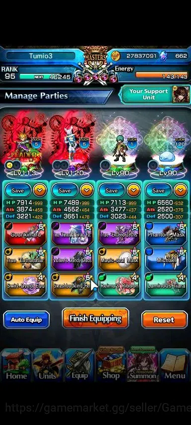 Grand Summoners Accounts Global|Rank 95|662 cc|12 Ascend+4 TW|(Kamijo,Fen,R image 3
