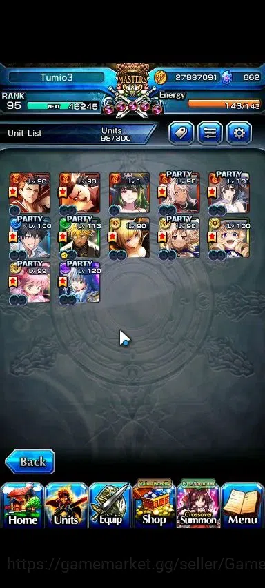 Grand Summoners Accounts Global|Rank 95|662 cc|12 Ascend+4 TW|(Kamijo,Fen,R image 4