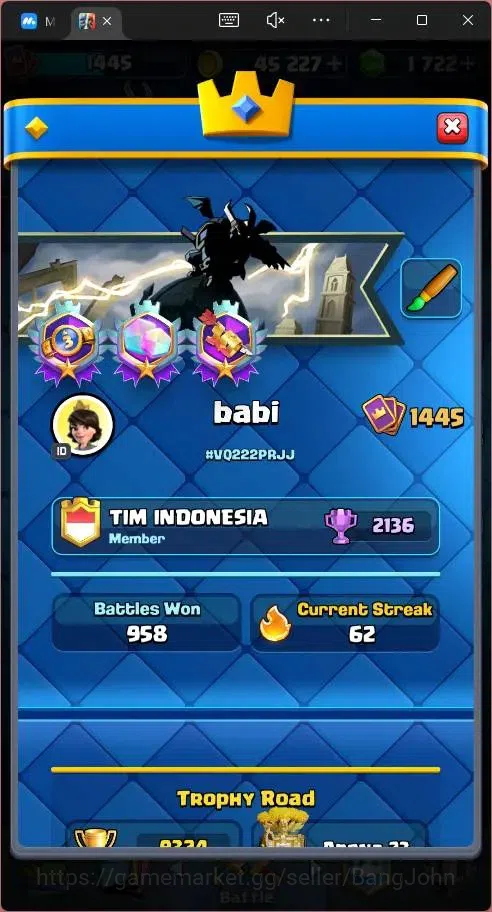 Clash Royale Accounts Global |CL 1445|KTL 14|Trophy 9324|121 Cards|1 Lv1 image 3
