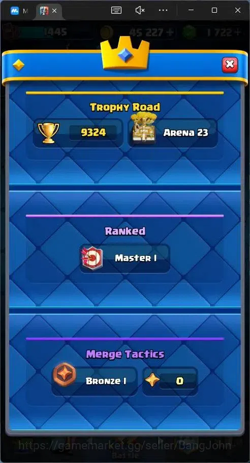 Clash Royale Accounts Global |CL 1445|KTL 14|Trophy 9324|121 Cards|1 Lv1 image 4