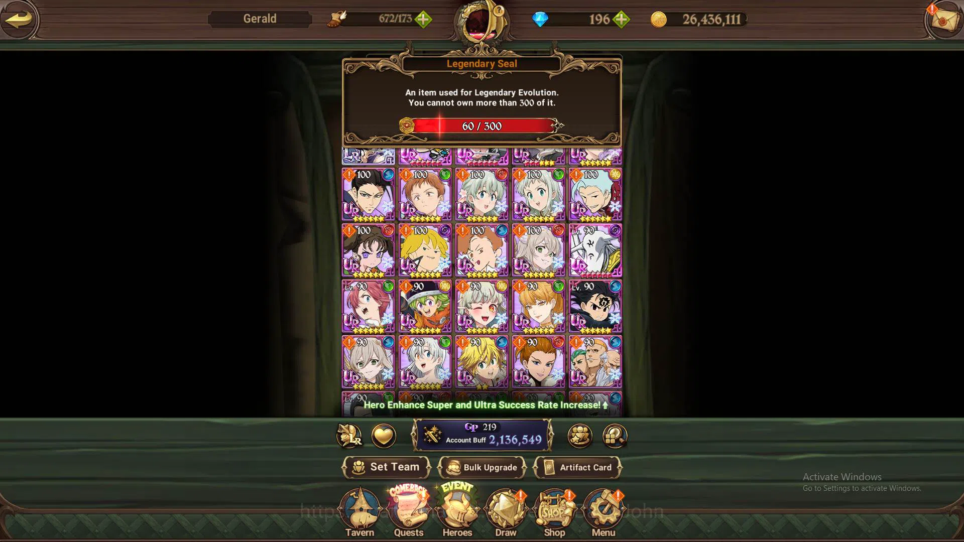 The Seven Deadly Sins: Grand Cross Accounts Others GLOBAL|2.1M CC|1LR Merlin4/6|DM 196+LS 60|8 UR 8