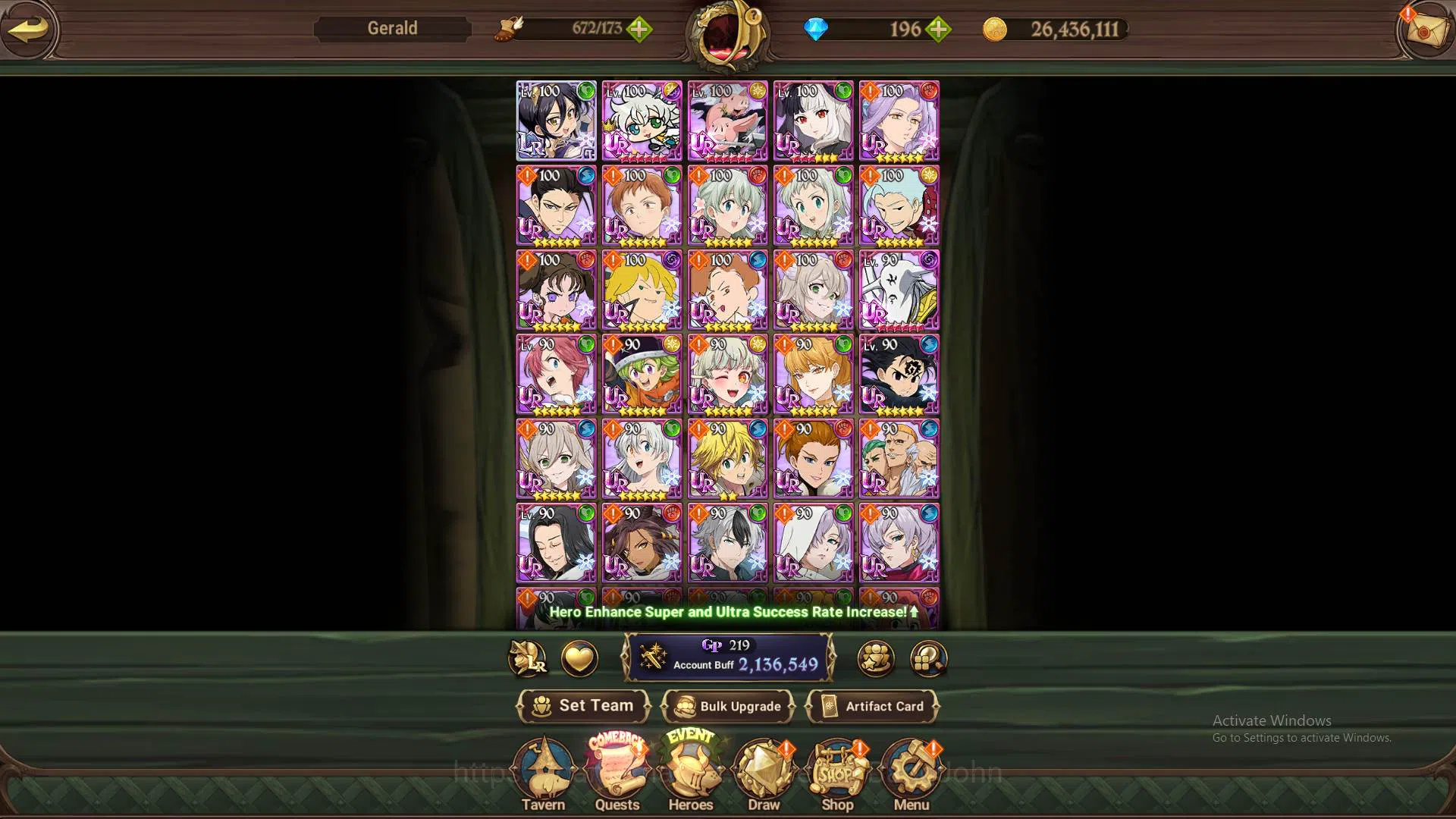 The Seven Deadly Sins: Grand Cross Accounts Others GLOBAL|2.1M CC|1LR Merlin4/6|DM 196+LS 60|8 UR 9