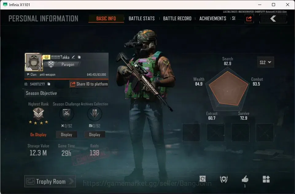 Arena Breakout Accounts Mobile | LV 30 | SV 12.3 M | CV 6.0 M | Koi AK-102 image 1