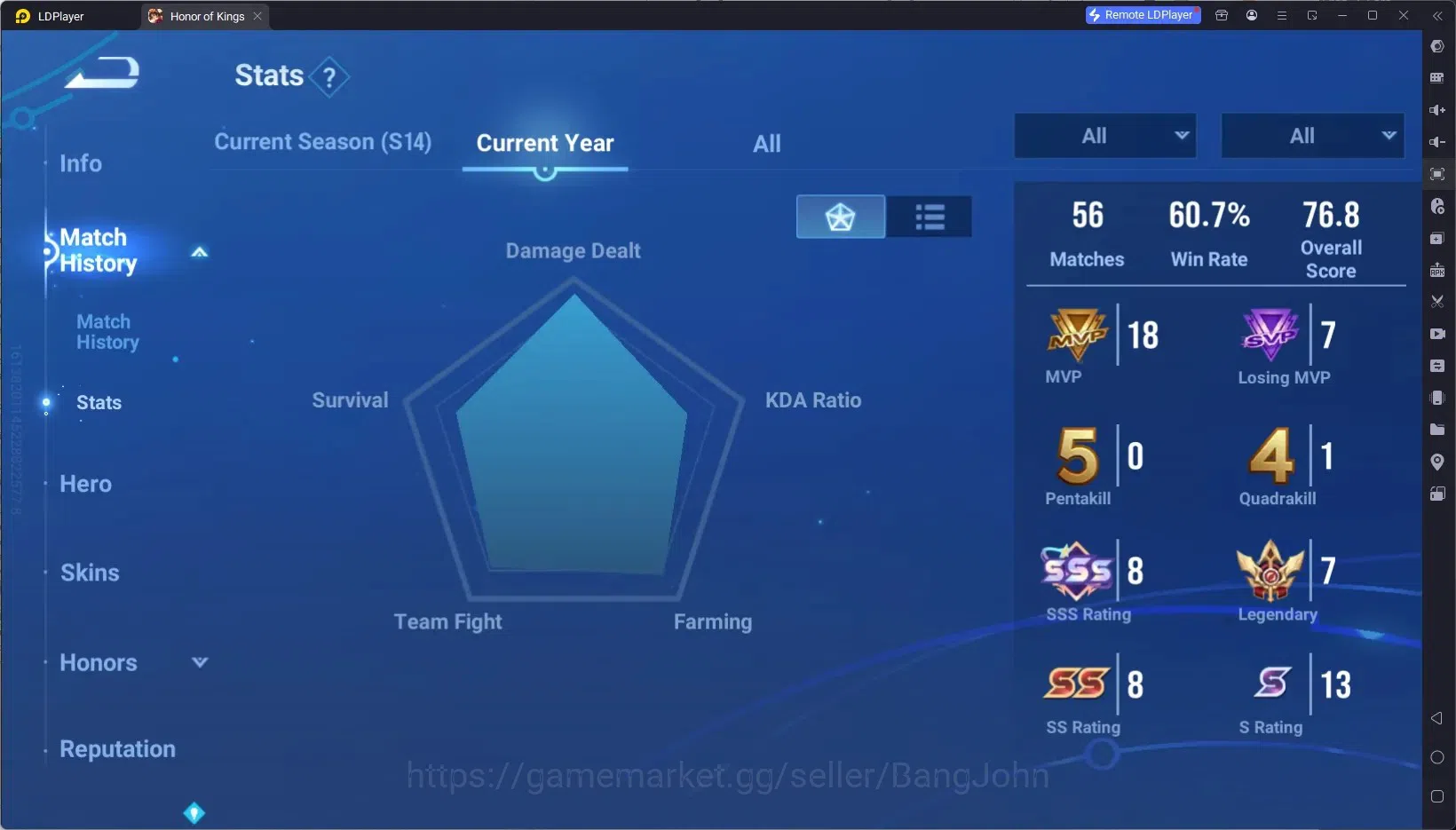 Honor of Kings Accounts Global | 104H 71S |Flawless Kaizer, ShanHai Yao, S image 2