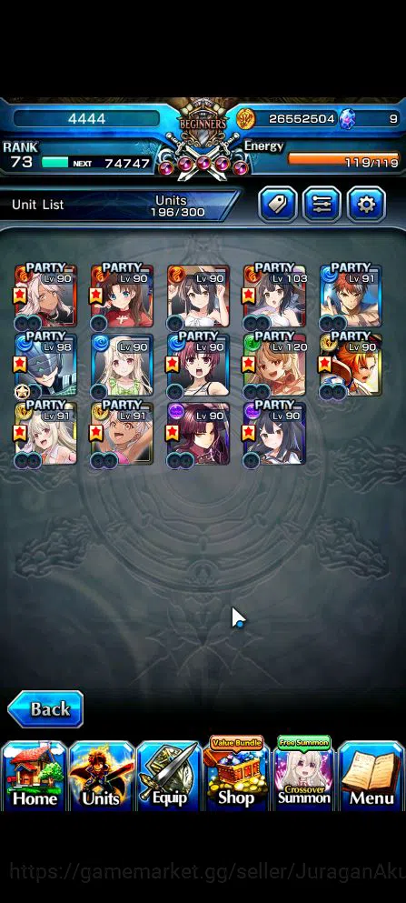 Grand Summoners Accounts Mid-Game Global|Rank 73|14 Ascend|[Inumuta,Summer(Miyu,Chloe)Emiya,Chloe]+TW,Rin&Luvia,Valentine 4