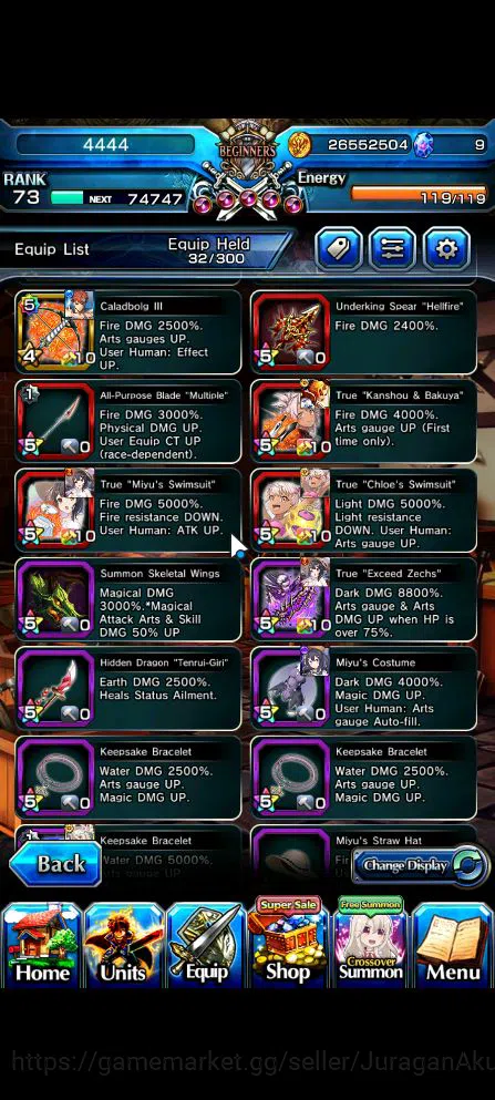 Grand Summoners Accounts Mid-Game Global|Rank 73|14 Ascend|[Inumuta,Summer(Miyu,Chloe)Emiya,Chloe]+TW,Rin&Luvia,Valentine 6