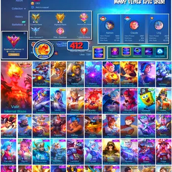 Mobile Legends: Bang Bang Collector #3777 412 Skins | Legend Valir | Collectors | Prim image 1