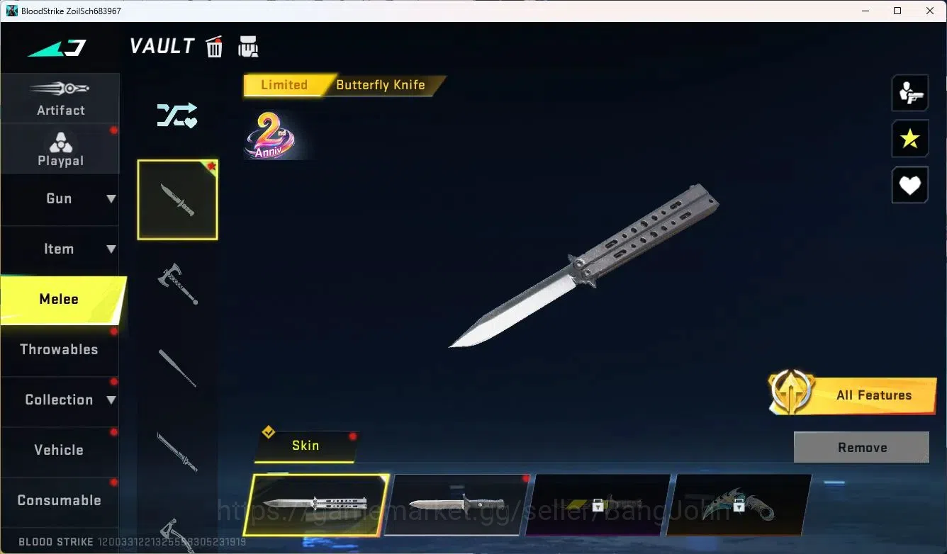 Blood Strike Accounts ASIA | Limited Butterfly Knife (2nd Anniv) | EVANG image 10