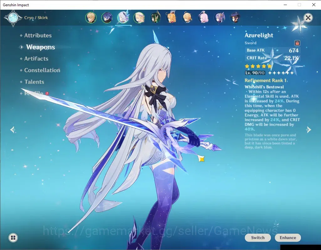 Genshin Impact Accounts ASIA|AR 56|Rate On|6 Limited + 5 (*5Weapon)|[Skirk image 6