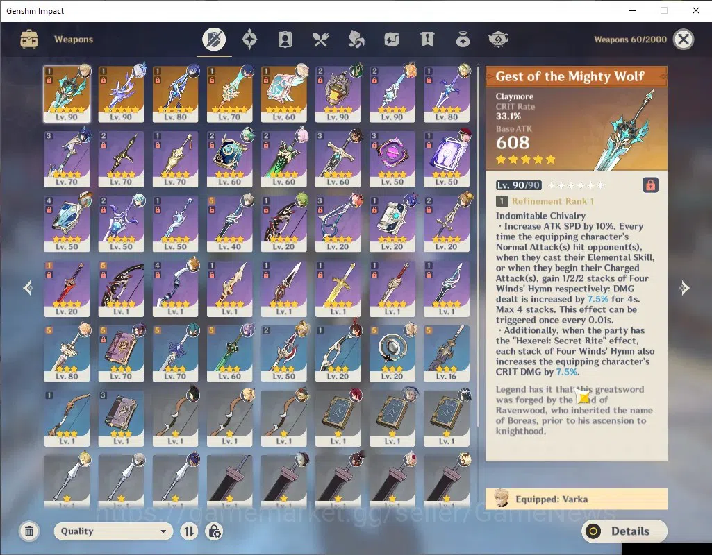 Genshin Impact Accounts ASIA|AR 56|Rate On|6 Limited + 5 (*5Weapon)|[Skirk image 7