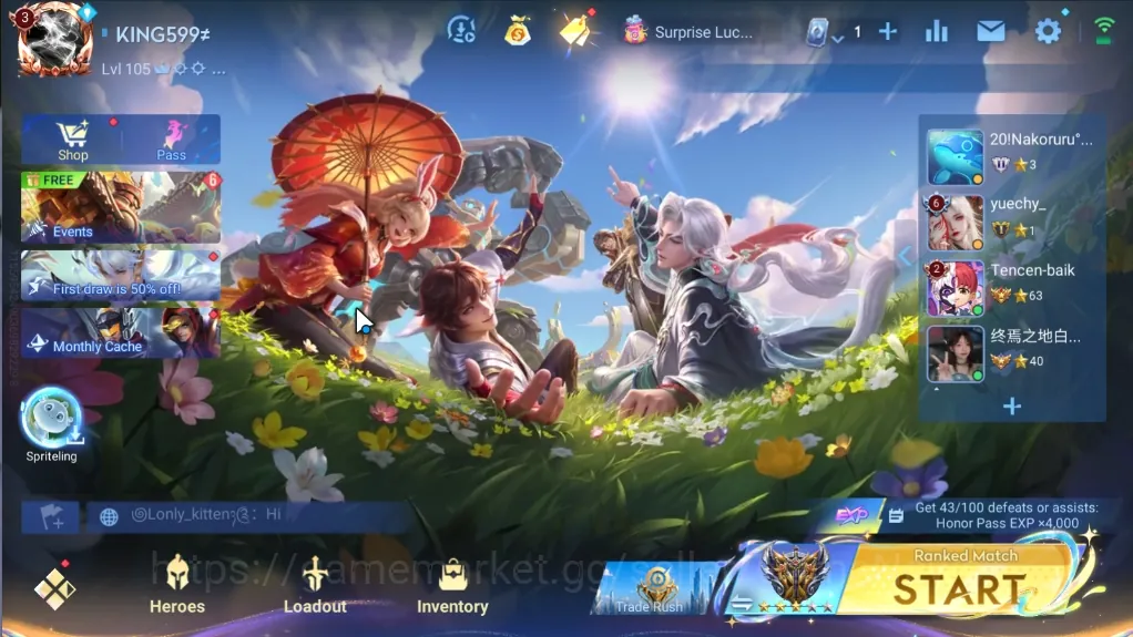 Honor of Kings Accounts Others Hero 117|Skin 118|Kic Luna,GM Gan & Mo,Saint Seiya Dharma,2025 Lam,Legend Li Xin,Etc|Log 1