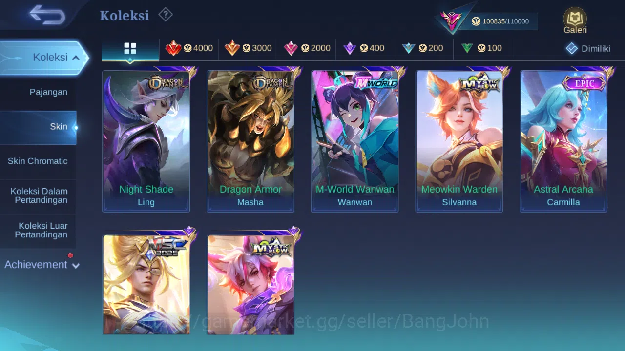 Mobile Legends: Bang Bang Accounts Others Hero 131 Skin 373 | Legend Freya | HXH Julian | CC YSS | Luckybox Martis | Annual 11