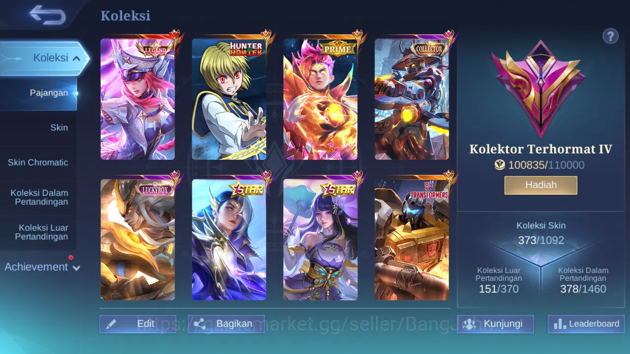 Mobile Legends: Bang Bang Accounts Others Hero 131 Skin 373 | Legend Freya | HXH Julian | CC YSS | Luckybox Martis | Annual 12