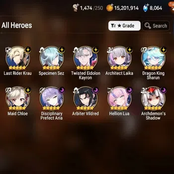 Epic Seven Accounts Starter Global Unverif|10ML (Krau,Sez,Laika,Aria,Vildred Etc.)|PoH+Bless ON|SS 8.0K, 350 MM|Check