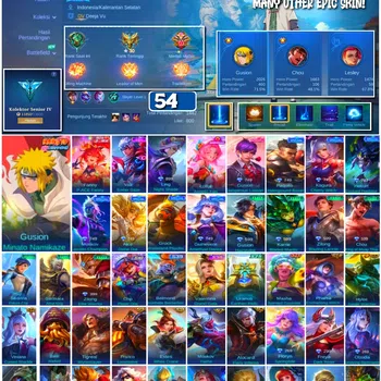 Mobile Legends: Bang Bang Accounts #3957 54 Skins Minato Many Epic Android Only Safe Account