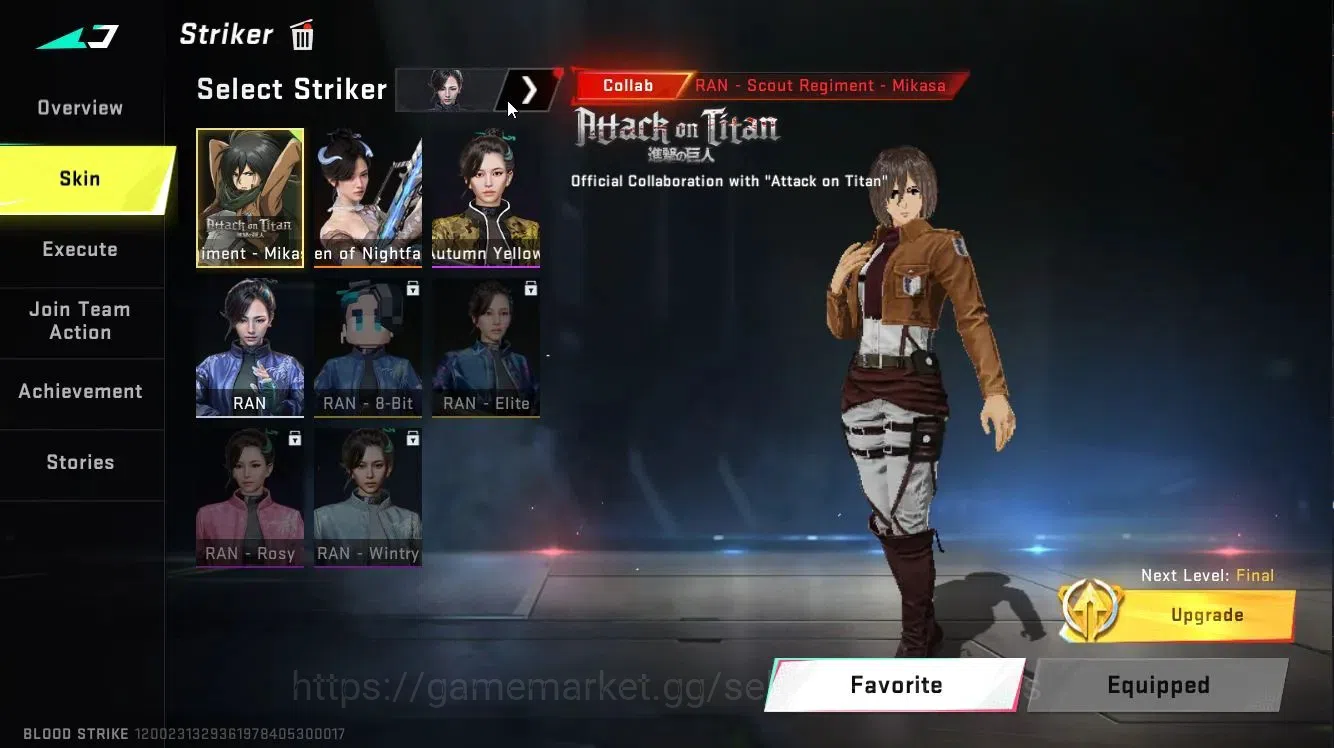 Blood Strike Accounts ASIA|ETERNAL[Vector Lv3,Kar98]|Collab AOT[RAN-Mika image 15