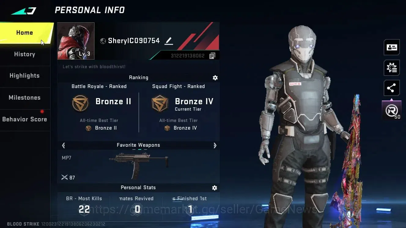 Blood Strike Accounts ASIA|ETERNAL M700-Seraph Lv3 | ULTRA Striker Spike image 2