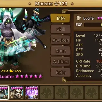 Summoners War: Sky Arena Accounts End-Game ASIA|Lv100|4 LD(Lucifer,Tian Lang,AD Swords Light,Dr Richard)71NB5(Leo,Teshar