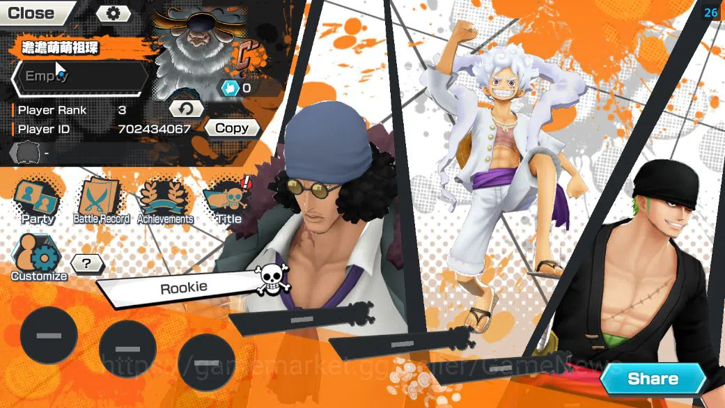 One Piece Bounty Rush Accounts Starter Global|5 EX|BP Kuzan,5 Elder St.Saturn,KOP Gol D.Roger,G5 Monkey D.Luffy,RO Roronoa 2