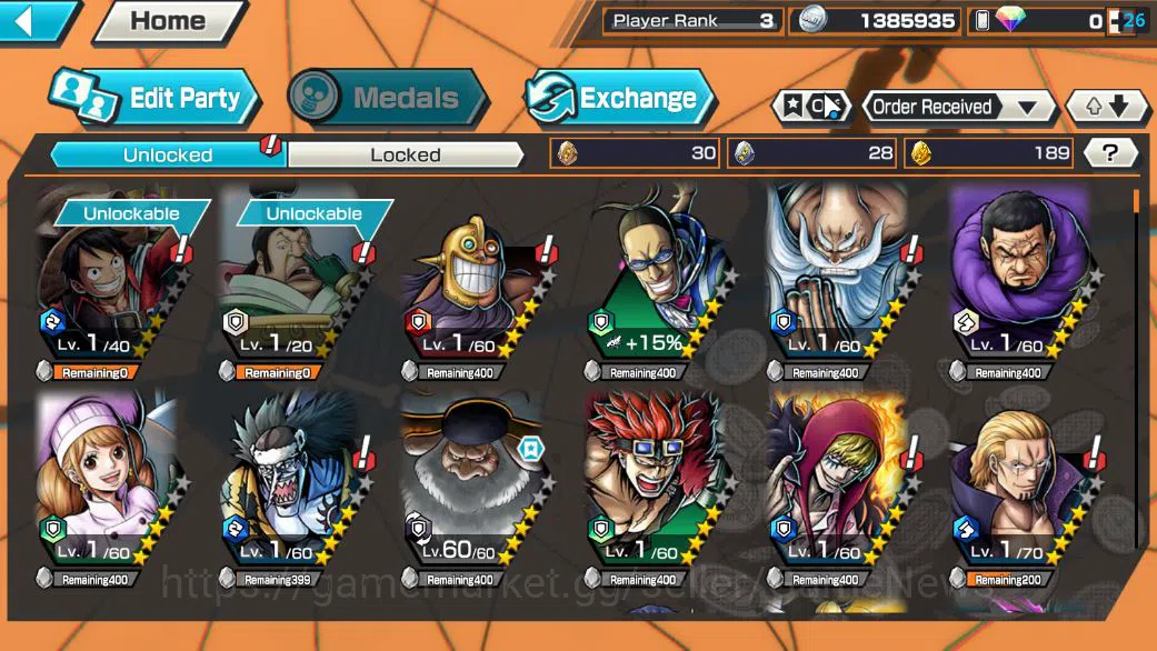 One Piece Bounty Rush Accounts Starter Global|5 EX|BP Kuzan,5 Elder St.Saturn,KOP Gol D.Roger,G5 Monkey D.Luffy,RO Roronoa 4