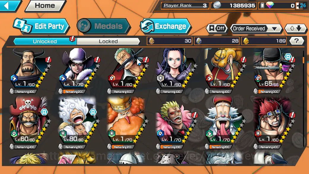 One Piece Bounty Rush Accounts Starter Global|5 EX|BP Kuzan,5 Elder St.Saturn,KOP Gol D.Roger,G5 Monkey D.Luffy,RO Roronoa 5