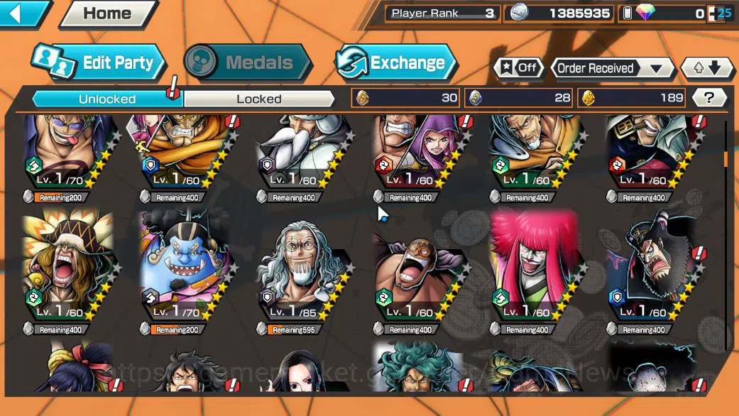 One Piece Bounty Rush Accounts Starter Global|5 EX|BP Kuzan,5 Elder St.Saturn,KOP Gol D.Roger,G5 Monkey D.Luffy,RO Roronoa 6