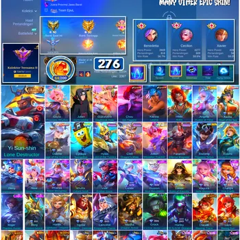 Mobile Legends: Bang Bang Accounts #4727 276 Skins | Yi Sun-shin Lone Destructor (COLLECTOR) | Chou Iori Yagami (KOF