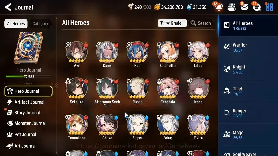 Epic Seven Accounts High-End GLOBAL UnVerif|10 ML(Rhiana&Luc,WOTM Tenebria,NM 7