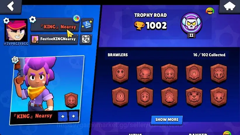 Brawl Stars Accounts 1002 Trophy|16 Brawlers 3 Max Lvl [Edgar,Carl,Shelly] Myth Fang|1 Epic Skins [Chicken Rico]|CN ON|Take 10